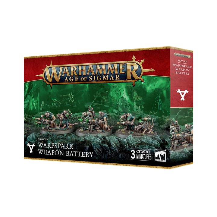 Warhammer Age of Sigmar Game Expansion, Warpspark Weapon Battery Skaven, Games Workshop, 63 части, сив