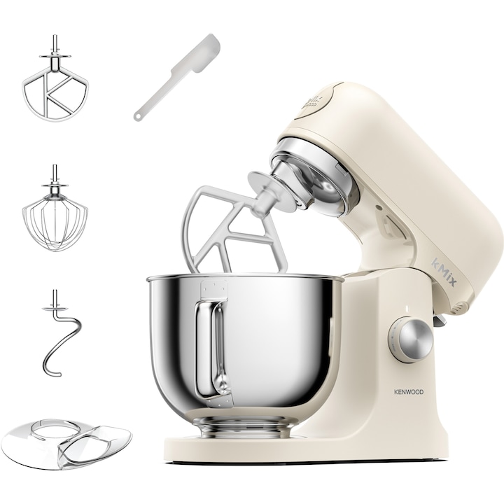 Кухненски робот Kenwood kMix KMX751ACR, 1000 W, Купа от неръждаема стомана 5 л, 6 степени на скорост, 3 сладкарски аксесоара, Крем