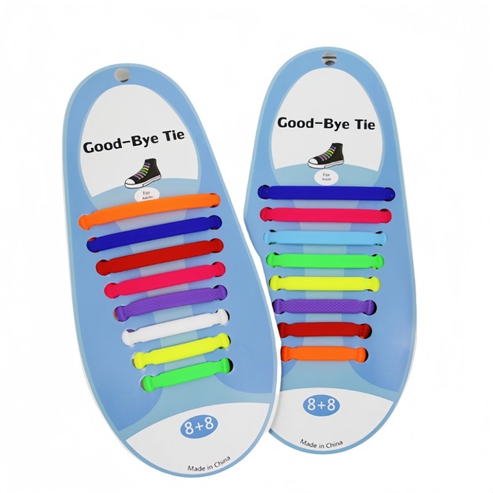 Sireturi elastice fara legare pentru adulti si copii, silicon, multicolor