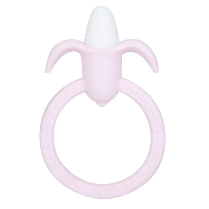 Jormftte fogzási játék, rágóka, élelmiszer-minőségű szilikon, kukorica alakú, rózsaszín