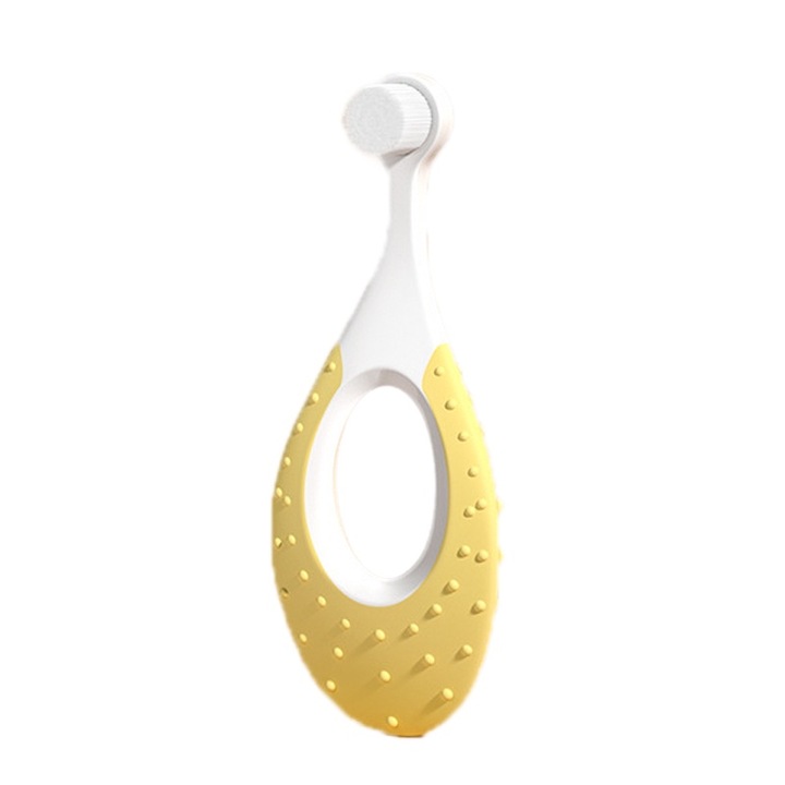 Jormftte gyermek fogkefe, kerek nyéllel, puha anyagból, sárga