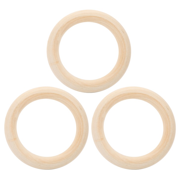 3 db befejezetlen fa gyűrű rágáshoz, Jormftte, 95mm, natúr, DIY ékszerekhez
