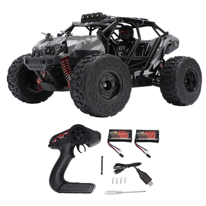 Távirányítós autó, Jormftte, 1:18, nagy sebességű, terepjáró, 36km/h, 4x4, 40 perc hatótávolság, fekete