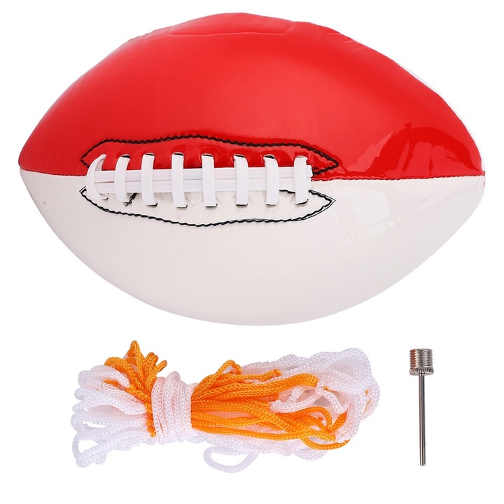 Jormftte rögbi labda, 3-as méret, fehér-piros, edzéshez és szórakozáshoz