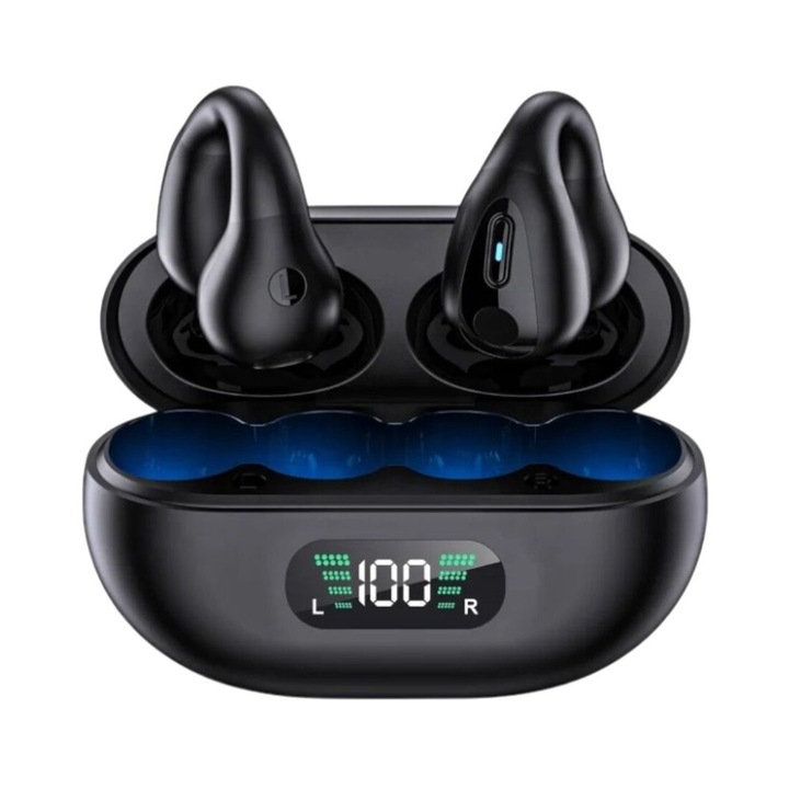 Casti wireless on ear, fara fir, audio, Bluetooth 5.3, HiFi Sunet premium, Functie anulare zgomot exterior, Control tactil, rezistente la apa, autonomie 10 ore, compatibiltate universala, negru