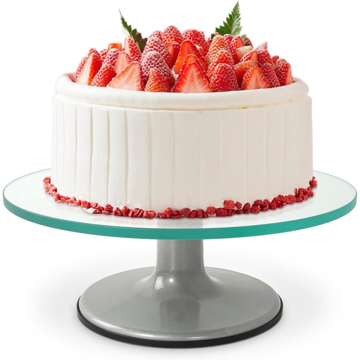 Suport Rotativ Tort Sticla Transparent 30 Cm