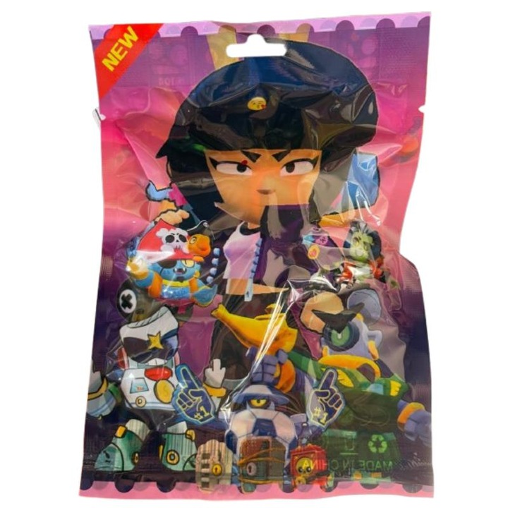 Plic cu figurina tip Brawl Stars, cu cartonase surpriza Mistery Box, 6 ani+