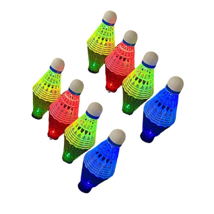 8 db LED-es tollaslabda készlet, Jormftte, műanyag nylon, szélálló, éjszakai edzéshez