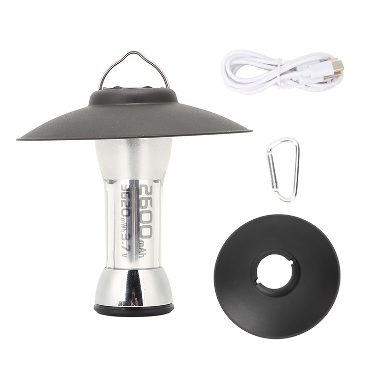 Jormftte kempinglámpa, 5 világítási mód, szabályozható fényerő, hordozható kialakítás, C típusú töltés, IPX6 vízálló