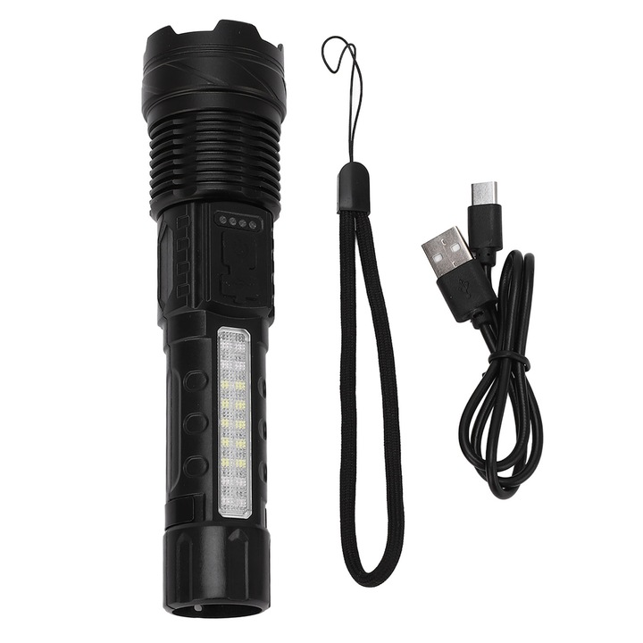 LED фенерче, Mmgoqqt, 3 режима на осветяване, IPX4, 800LM, USB презареждаемо, черно