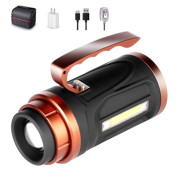 Фенер за риболов Jormftte, с лампа за стръв, 4 източника на светлина, мащабируем, презареждаем, 10400mAh, 12 часа автономност