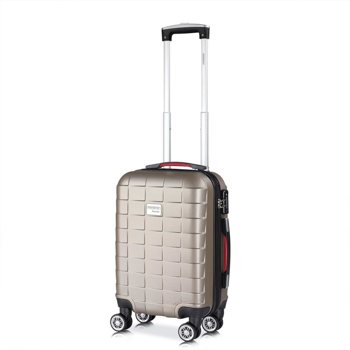 Monzana Bőrönd Exopack, 37 x 21 x 53 cm, 4 kerék, 360 forgás, ABS, Pezsgő