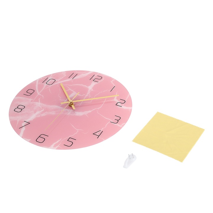Jormftte dekoratív óra, egyedi design, rózsaszín, akril, csendes működés, 30x30cm