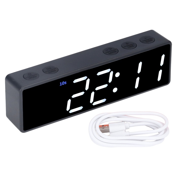 Jormftte dekoratív óra, LED digitális időzítő, 5 funkciógomb, kompakt, fekete zöld és fehér kijelzővel