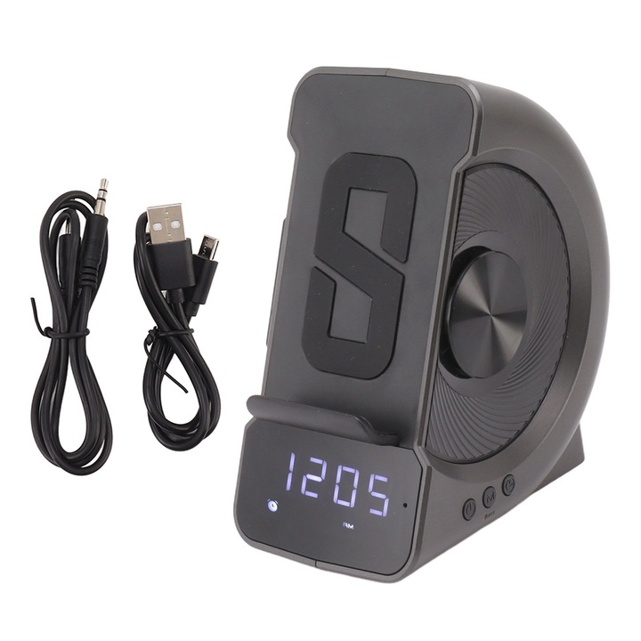 Difuzor Bluetooth, portabil, inovator, retro, cu alarma de masa, fara fir, cu ecran color cu LED roz