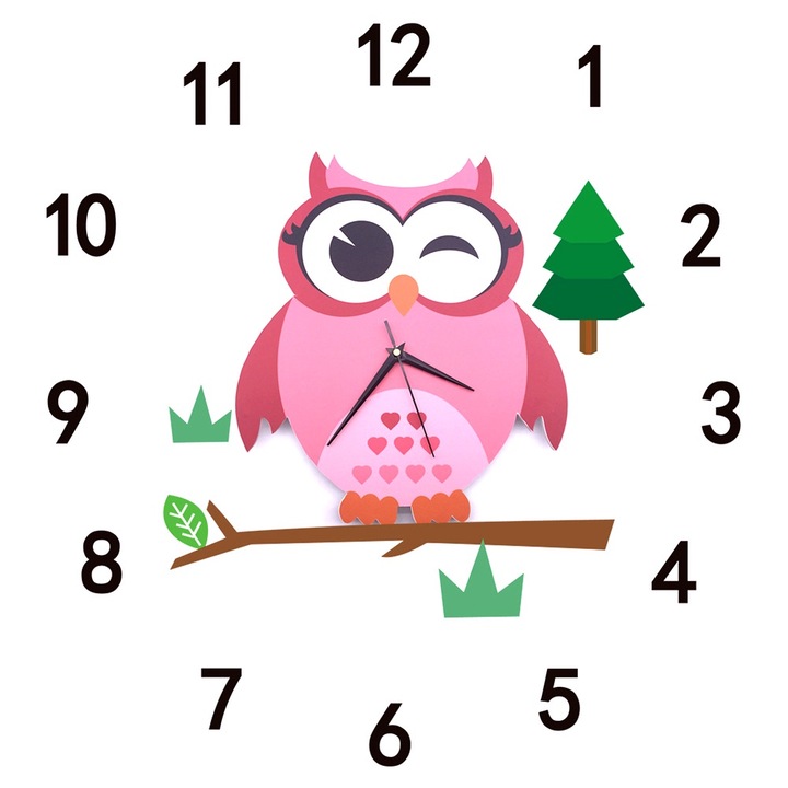 Jormftte dekoratív óra, rajzfilm állat forma, elegáns szín, csendes, gyerekszobába