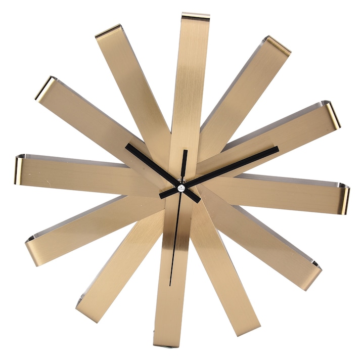 Jormftte dekoratív óra, modern design, egyedi forma, rozsdamentes acél, arany, 30x30cm