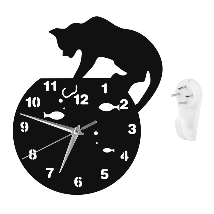 Jormftte falióra, fekete, kortárs design, csendes, vízálló, 30x30cm