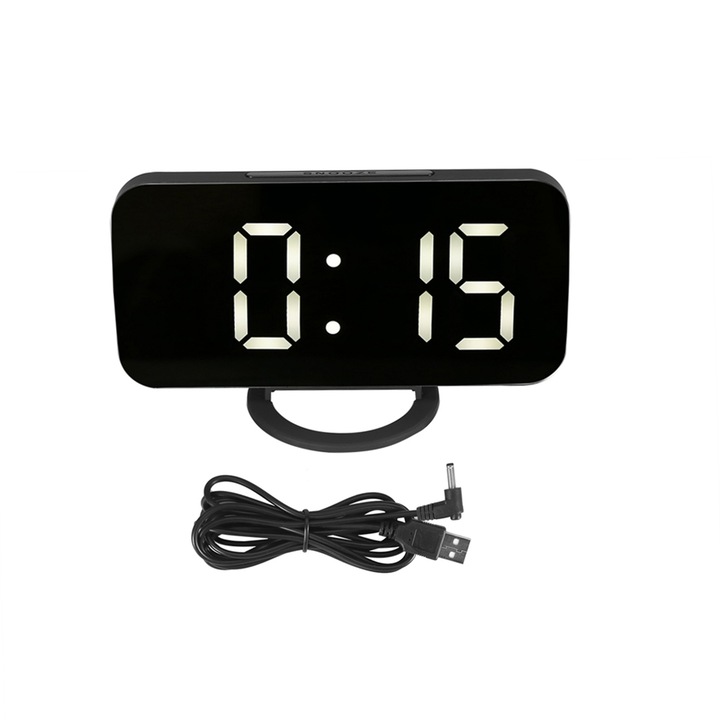Ceas desteptator digital Zeaicos, functie snooze, luminozitate ajustabila, 15.8x8.8x7cm, plastic