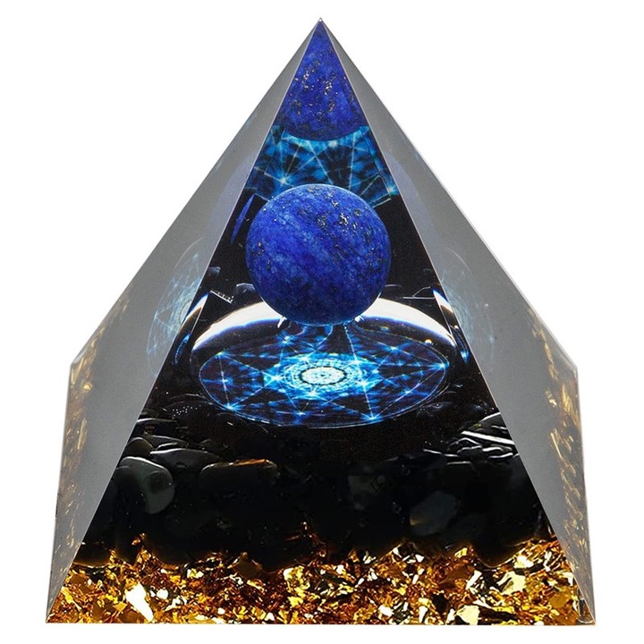 Piramida Orgone, Lapis Lazuli, generator de energie cristalina, decorativa, pentru meditatie, reducerea stresului
