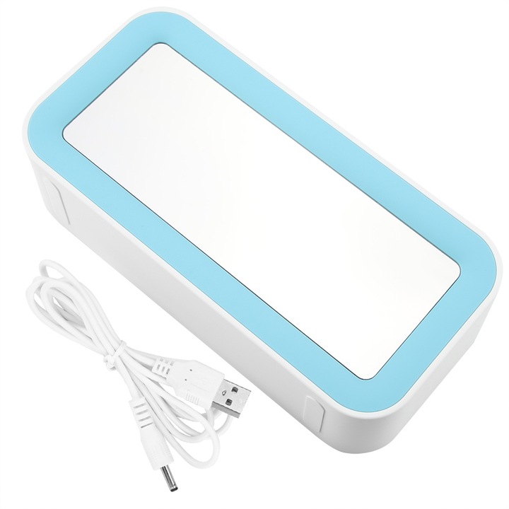 Jormftte többfunkciós digitális ébresztőóra kettős USB-töltéssel, állítható LED-fényekkel, szundi funkcióval, kék színben