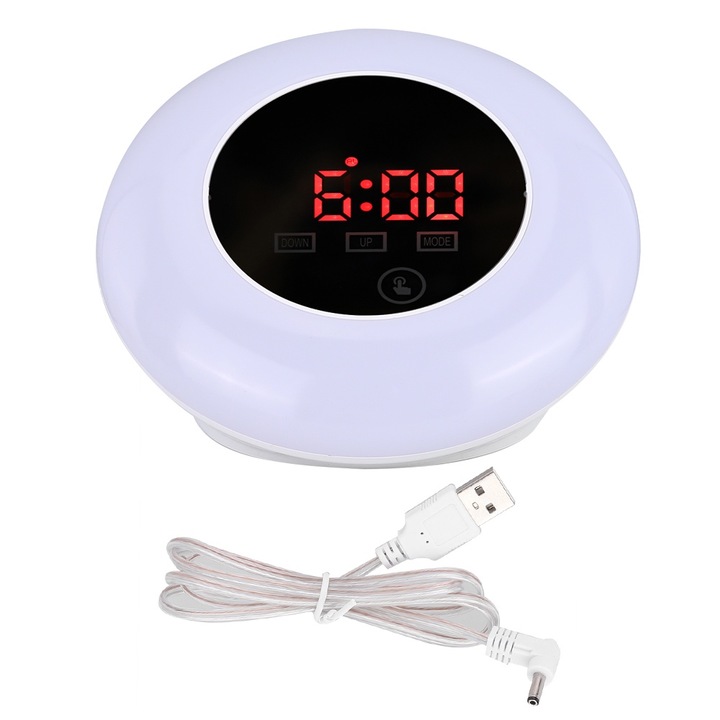 Többfunkciós digitális ébresztőóra tükörrel, Jormftte, 12/24 órás támogatás, szundi funkció, állítható éjszakai világítás, USB, 0-50°C