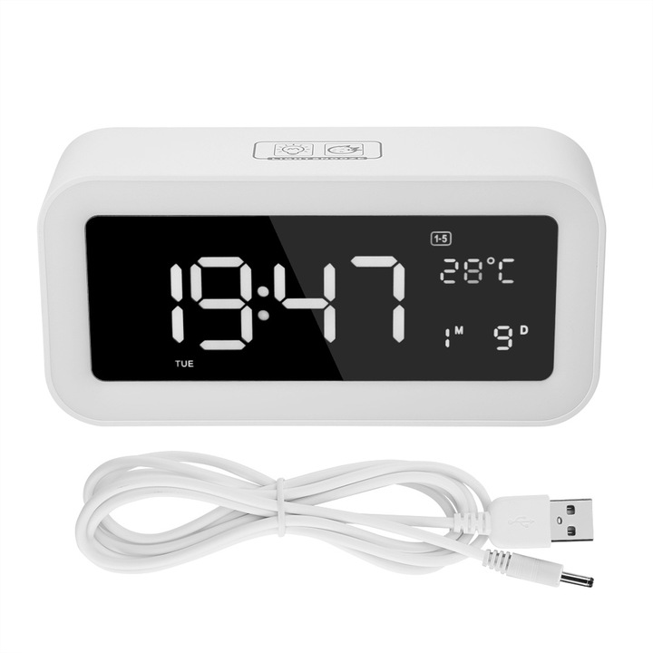 Jormftte ébresztőóra éjszakai fénnyel, asztali lámpa, kettős USB funkció, többszínű