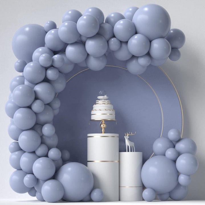 Set Baloane Pastel Albastre 84 pcs 5" + 12" + 18" pentru Petreceri