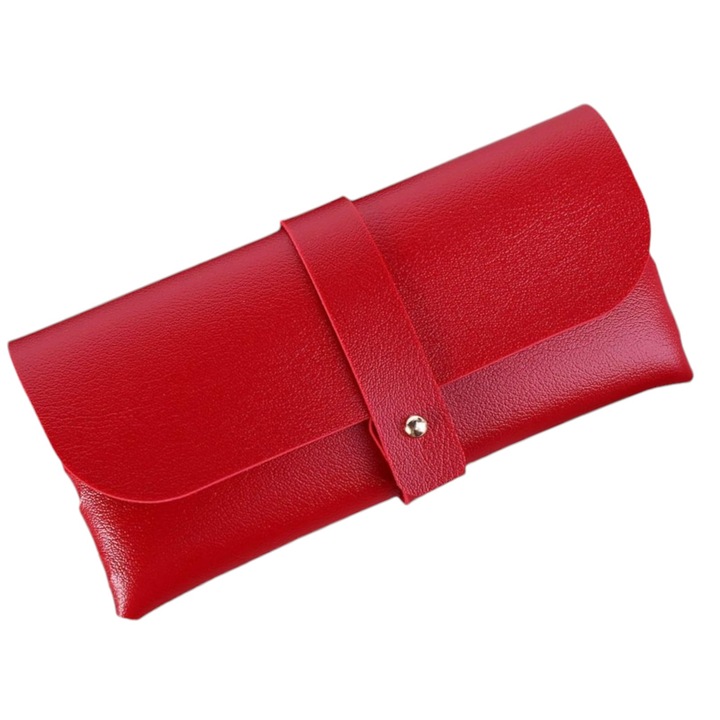 Toc husa port ochelari de soare sau vedere 17.5x8x2.5 cm, culoare rosu