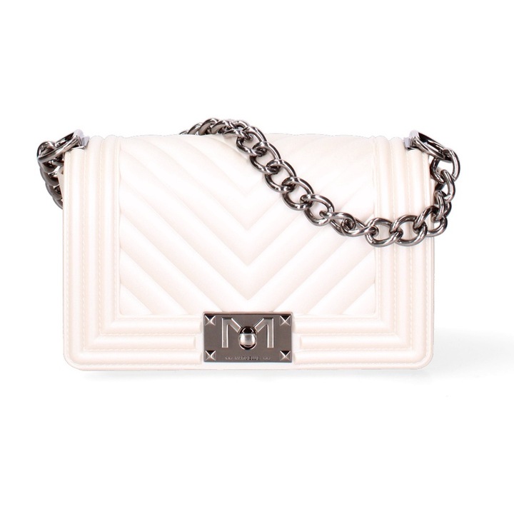 Marc ellis, Geanta crossbody cu aspect matlasat, Alb, Argintiu