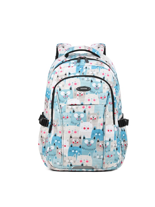 Aoking, Rucsac din material textil cu imprimeu grafic 180815, Albastru azur