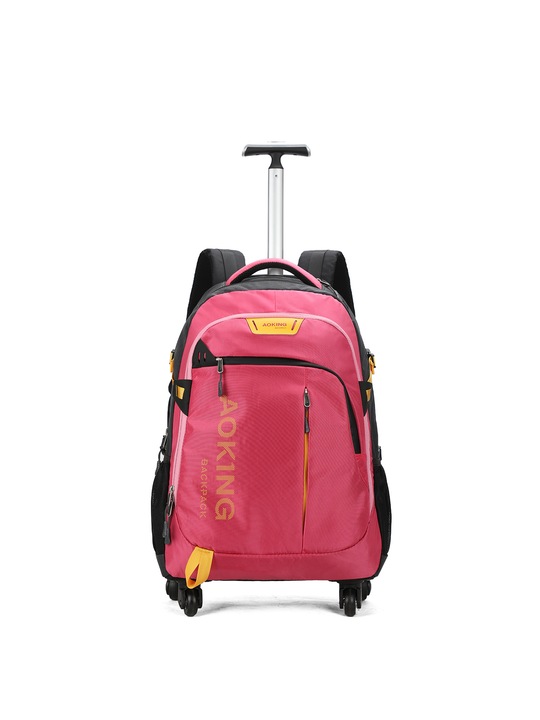 Aoking, Rucsac unisex cu roti, Fucsia