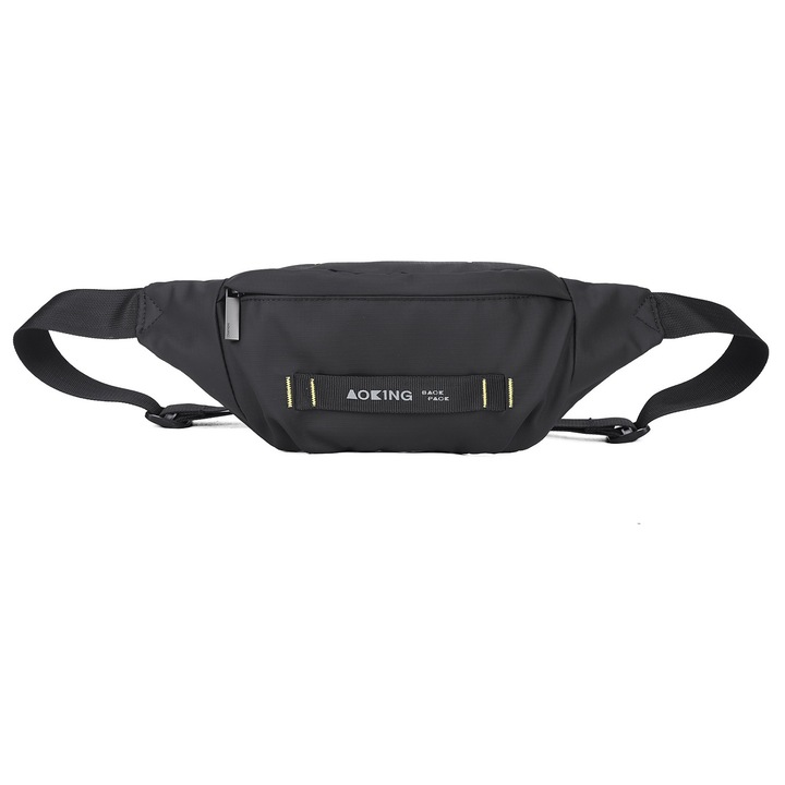 Aoking, Borseta unisex cu bareta ajustabila, Negru