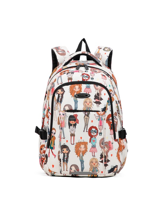 Aoking, Rucsac cu imprimeu si amortizare pe partea din spate, Alb