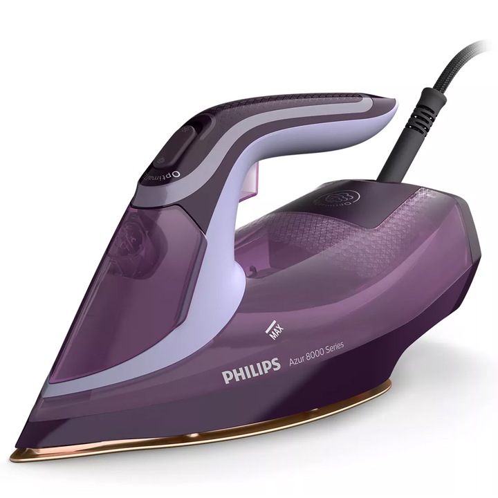 Fier de calcat PHILIPS Azur 8000 DST8021/30, 3000W, 240g/min, 300ml, talpa SteamGlide Elite, Mov
