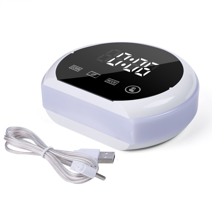 Jormftte dekoratív ébresztőóra, LED kijelzővel, színes éjszakai fénnyel, fehér