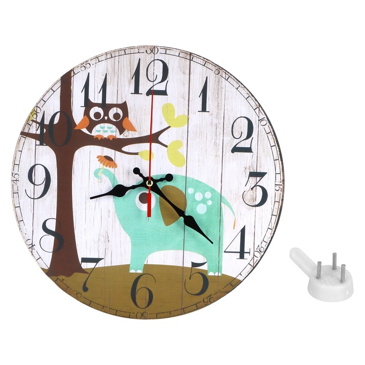 Jormftte dekoratív falióra, kerek, 30 cm, retro design, halk, nagyméretű számokkal, nappaliba és hálószobába