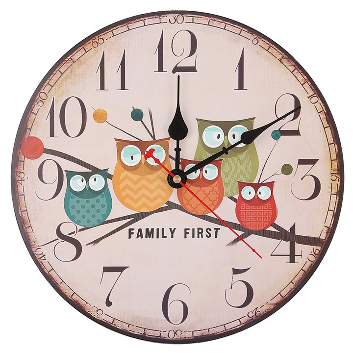 Jormftte dekoratív óra, 30cm, retro design, színes számlap, csendes működés