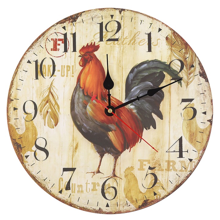 Jormftte dekoratív óra, 30 cm, retro design, színes számlap, csendes működés