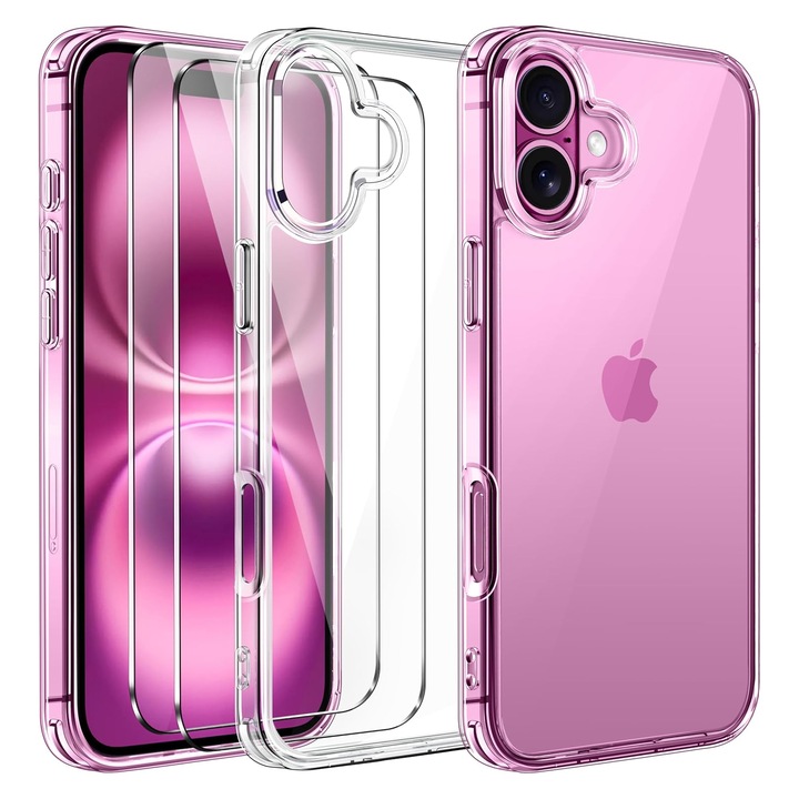 Husa transparenta pentru telefon, iPhone 16 Plus, protectie militara, design subtire, 6.7 inch
