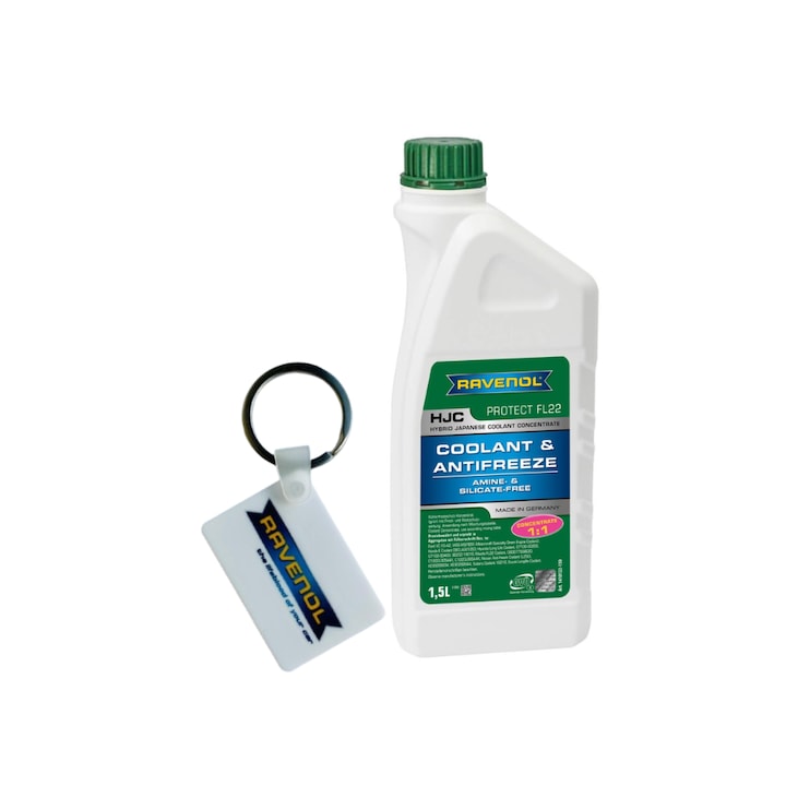 Set Breloc Ravenol si Antigel HJC Hybrid Japanese Concentrat, culoarea Verde, Protect FL22, 1.5L
