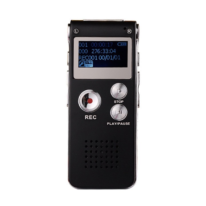 Професионален рекордер, Rqiurpn, 32GB, MP3, 50 часа запис, функция за намаляване на шума, преносим, за интервю, среща, лекция, клас, черен