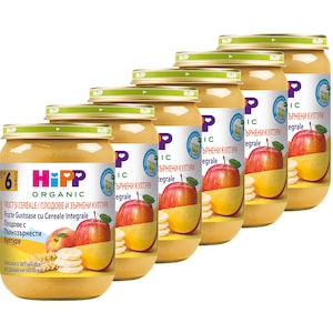 Pachet Piure si cereale HIPP, Cereale si fructe gustoase, 190g, de la 6 luni, 6 buc