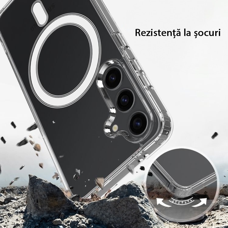 Husa pentru Samsung Galaxy S24 Plus, compatibila incarcare wireless, Antisoc, Transparenta