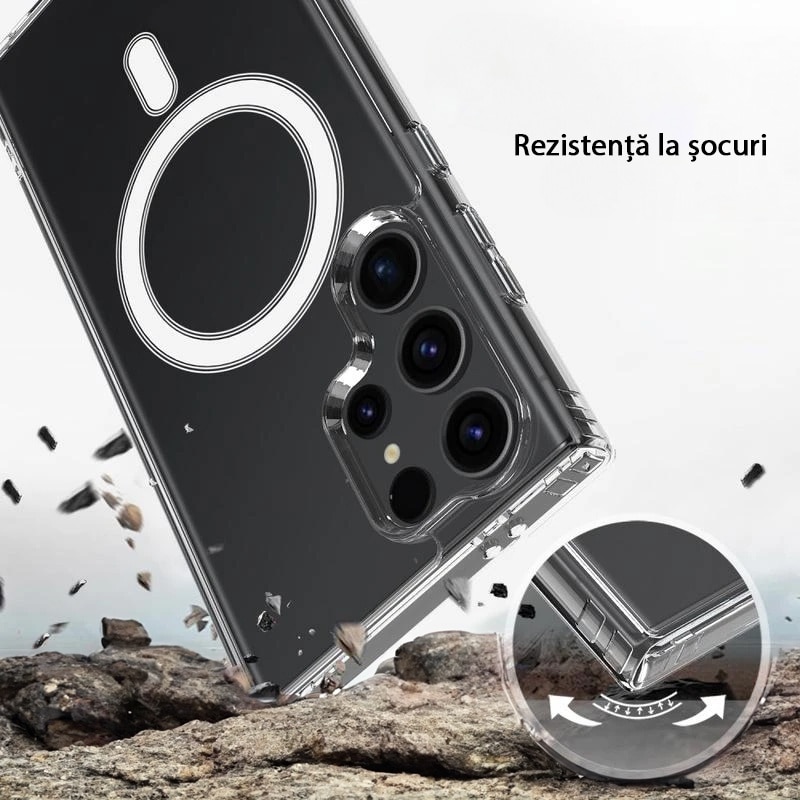 Husa pentru Samsung Galaxy S24 Ultra, compatibila incarcare wireless, Antisoc, Transparenta
