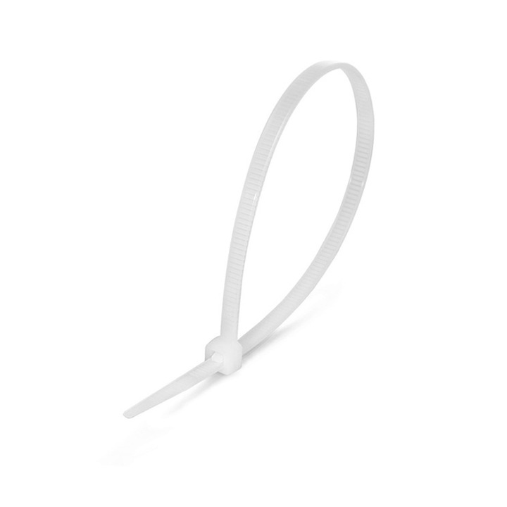 Set 100 x Colier Plastic, 2.5mm x 100mm, Alb