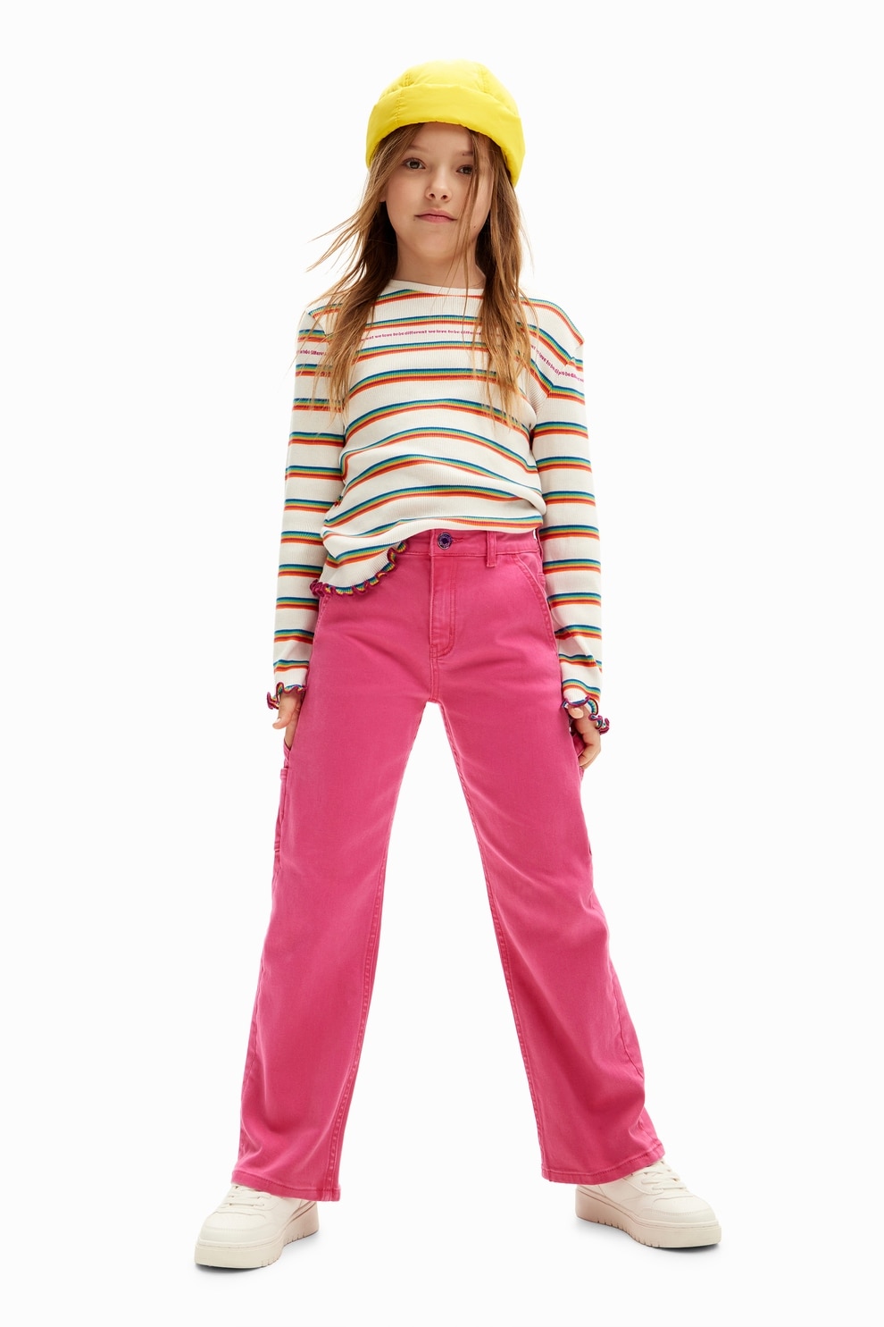 DESIGUAL, Blugi cargo, Fucsia, 128 CM