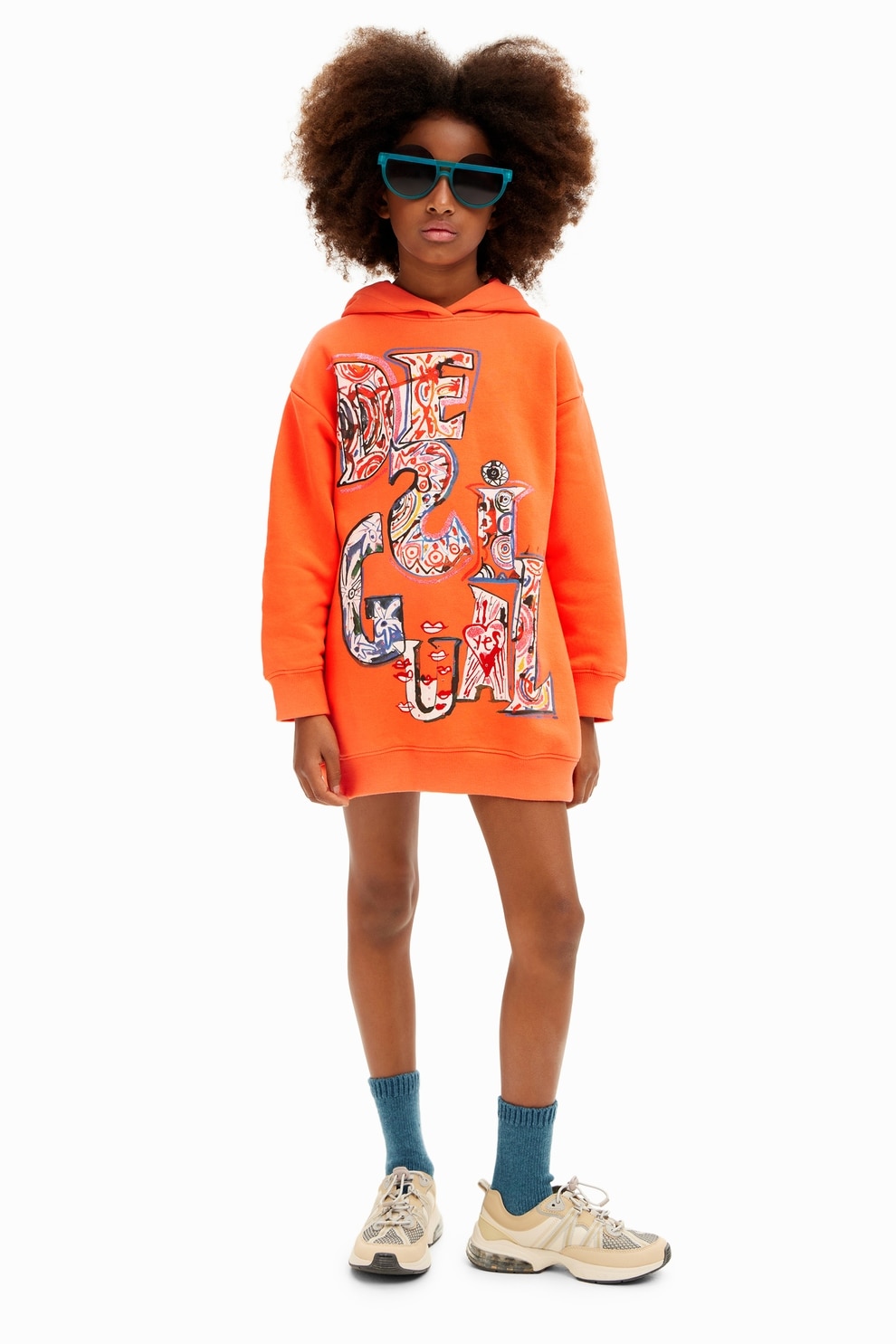 DESIGUAL, Rochie sport de bumbac, Portocaliu, 128 CM