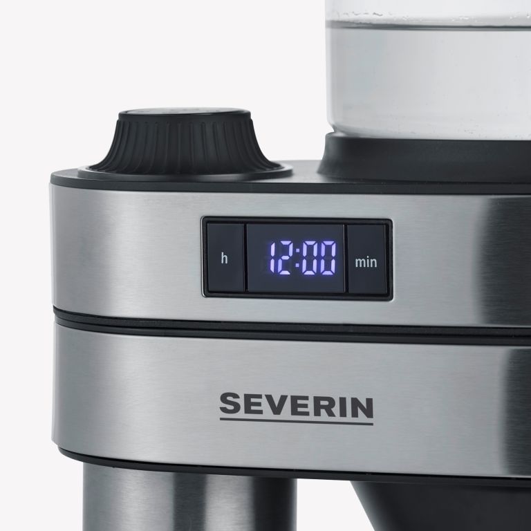 Cafetiera Severin, Caprice, capacitate 1 litru, carafa din sticla, mentinere la cald, filtru detasabil si lavabil, buton on/off iluminat, rezervor de apa gradat, curatare usoara, negru