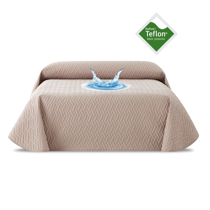 Husa de pat teflon bej nisip 200 x 270 cm impermeabil